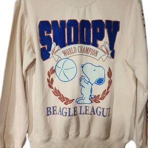 PEANUTS Snoopy Beagle Club Crewneck Pullover Knitted Sweatshirt Tan